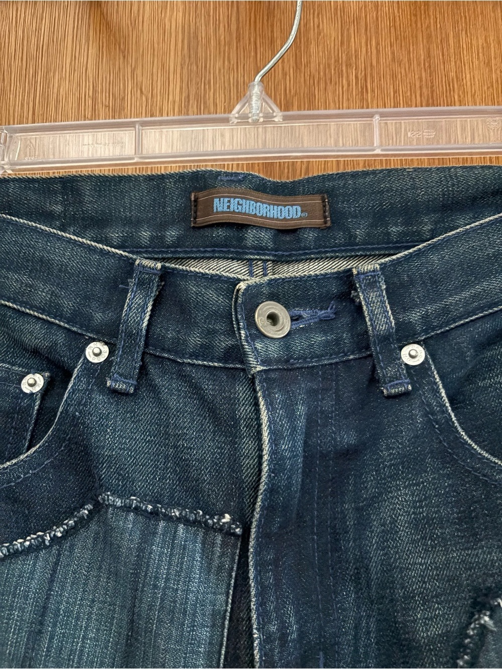 NEIGHBORHOOD Japan sz XS 28 Denim Blue Jeans Patchwork - Picture 2 of 15